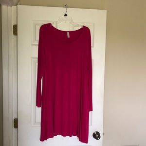 🔥Hot pink Boutique dress, pockets, very comfy, L